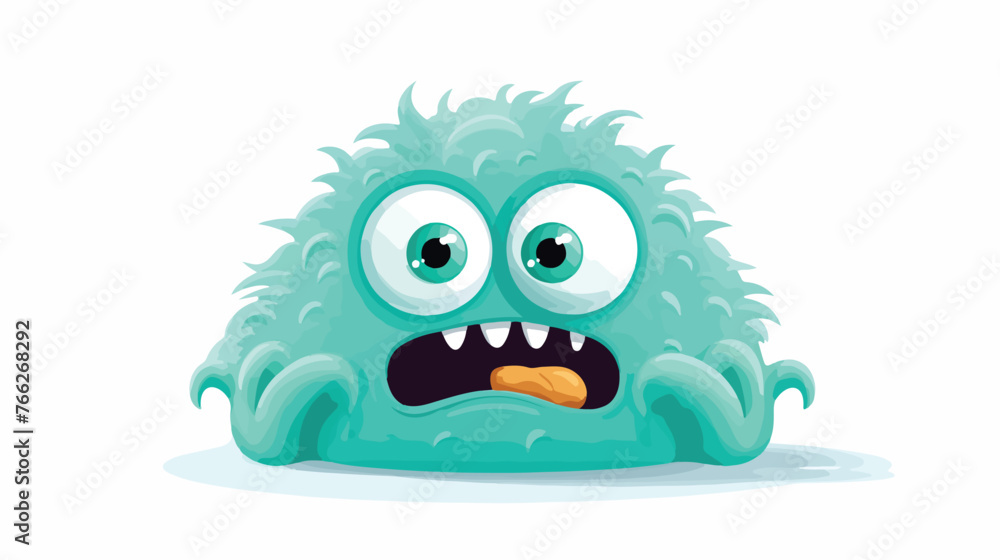 Cute and funny surprised monster illustration Flat ve
