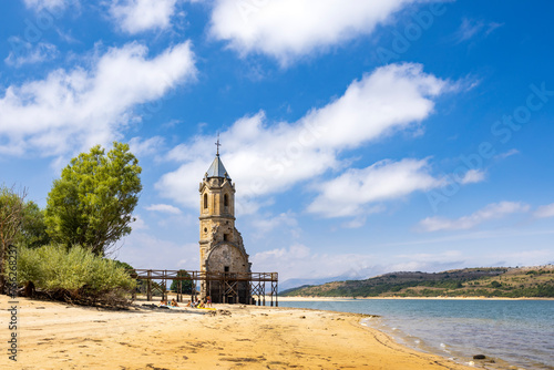 swamped church of San Roque near Villanueva de las Rozas, Cantabria, Spain