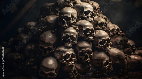 many skulls piled on top of another