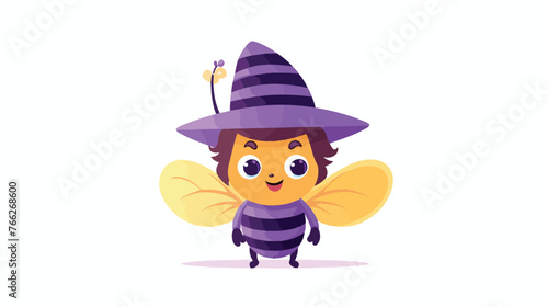 Cute honeybee wearing purple hat illustration design