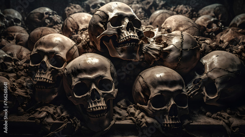 many skulls piled on top of another