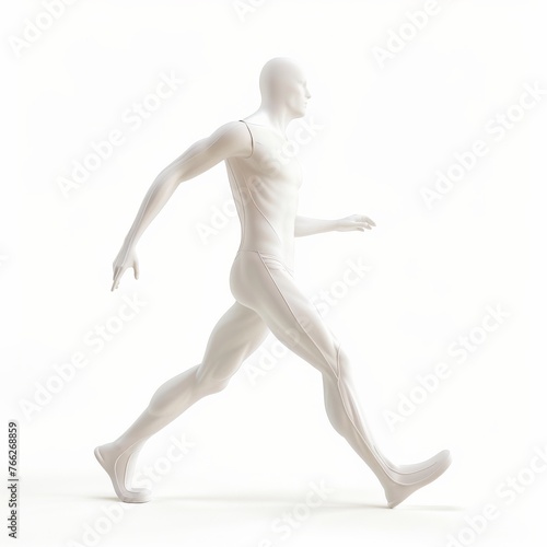 White Mannequin Running on White Background