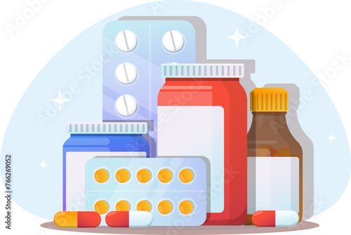  Tablets and blisters, medicines, drops for runny nose, colds and flu