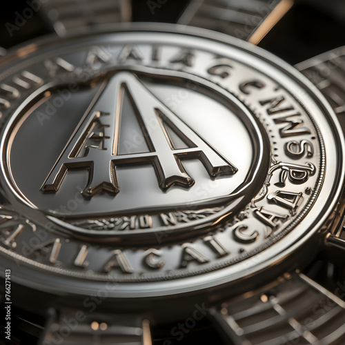 Close-Up View of A Proudly Displayed, Highly Detailed, Metallic AA Badge Affixed to a Car Grill
