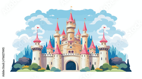 Fantasy Castle .. Flat vector isolated on white background