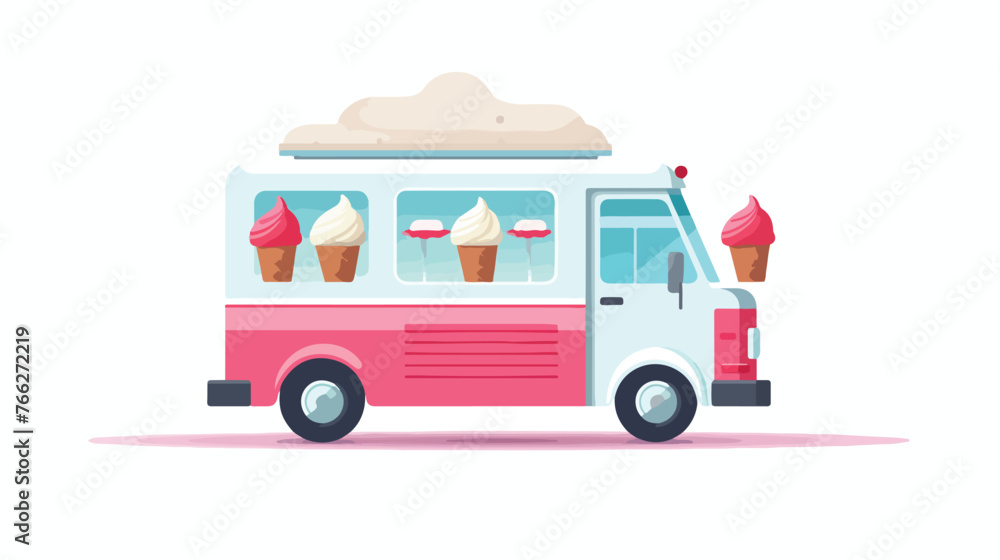 Flat design ice cream truck icon vector illustration