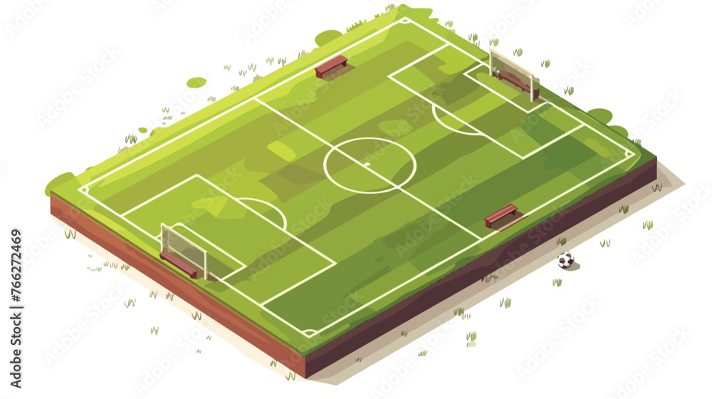Football soccer pitch Flat vector isolated on white b