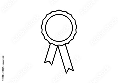 Icono negro de medalla en fondo blanco con lazo.