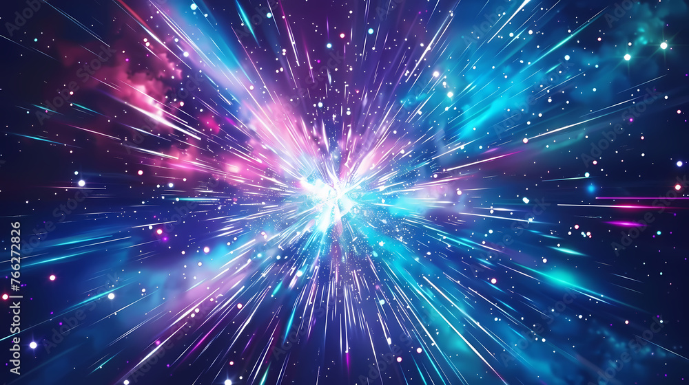 Naklejka premium Abstract explosion illustration with glowing line particles