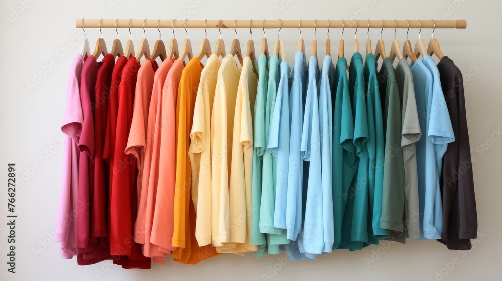 Vibrant Shirts Hanging on Wall