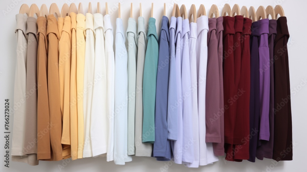 Assorted Colored Shirts Hanging on Wall