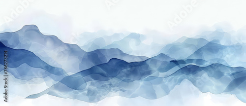 A blue mountain range with a white background photo