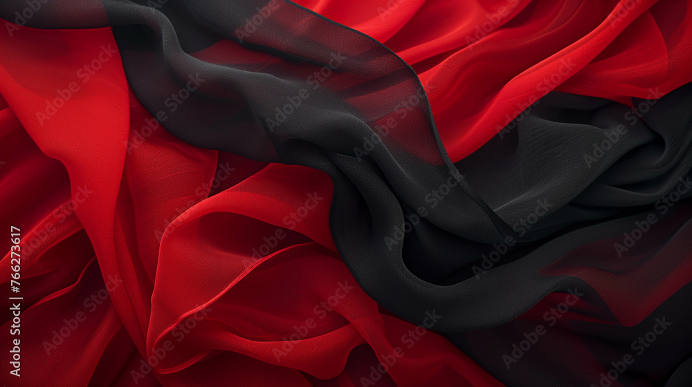 Background image of crumpled cloth in red and black.