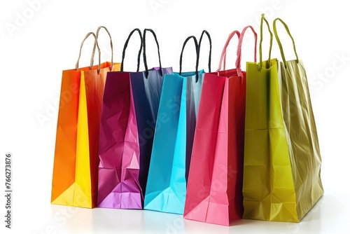 Assorted Colorful Shopping Bags Isolated on White Background