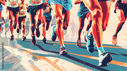 Illustration of people running a marathon