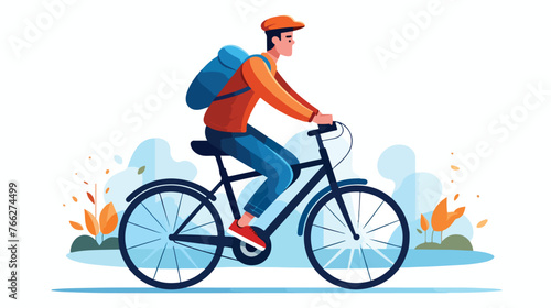 Happy man dressed rides a bicycle. Bike ride. Alterna