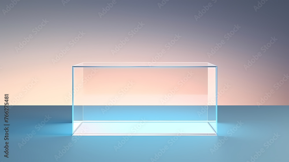 Mockup glass empty podium for product display Mockup glass empty podium for product display