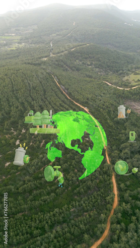 Future environmental conservation and sustainable ESG modernization development by using technology of renewable resources to reduce pollution and carbon emission . High quality photo
