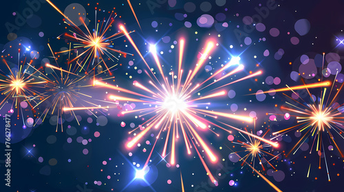 Abstract explosion illustration with glowing line particles