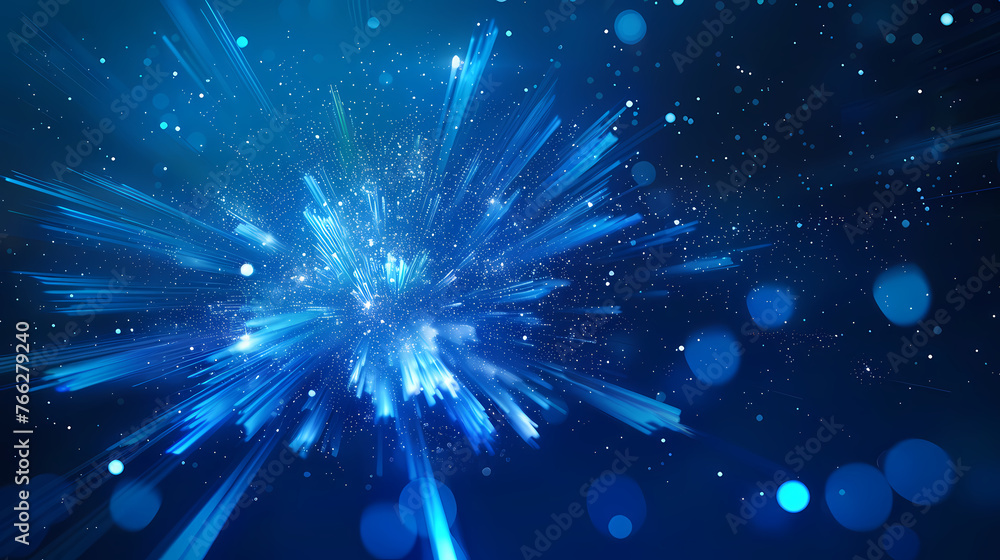 Fototapeta premium Abstract explosion illustration with glowing line particles