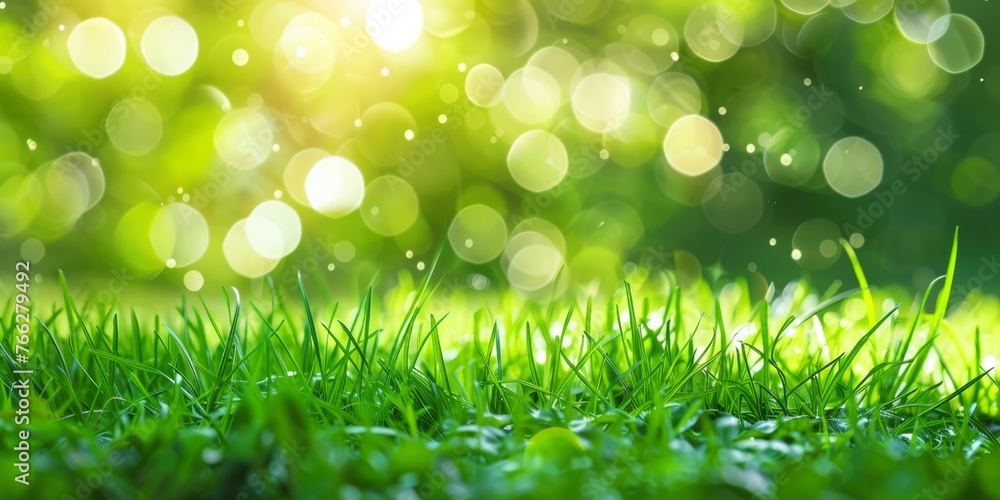 green lawn grass with morning dew at sunrise against the background of a defocused blur effect green lawn grass with morning dew at sunrise against the background of a defocused blur effect