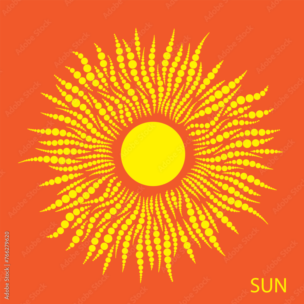 Sun. Sun drawn from circles on a white background. Abstract sun for design. Sun. Sun drawn from circles on a white background. Abstract sun for design.