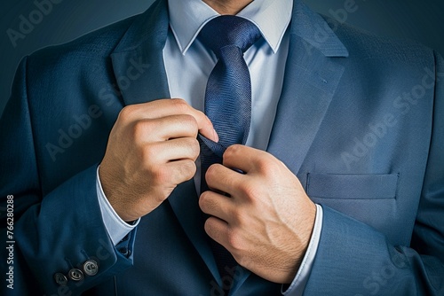 Businessman Perfecting His Tie. Generative ai