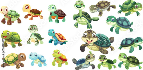 Collection of cute friendly aquatic and terrestrial reptilians © Mark