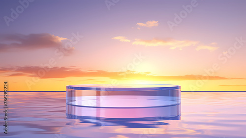 3D rendering simple glass background product booth  podium  stage  product commercial photography background