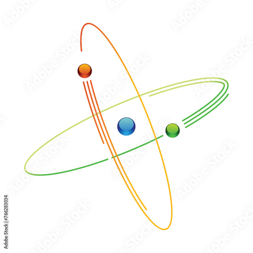 Atom symbols of nuclear energy icon. Scientific research and molecular chemistry. Vector atomic structure with orbital electrons nucleus, protons and neutrons