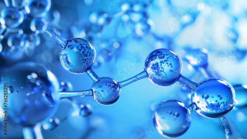 Glistening blue molecules bonding in a symbolic display of scientific beauty.