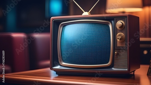 Old retro TV, television in vintage style of 1960s photo