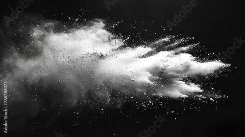 White powder explosion isolated on black background..Color Holi Festival. generative ai 