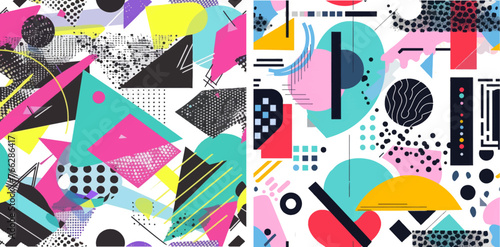 Colorful shapes pattern  vivid coloring texture and funky color patterns abstract