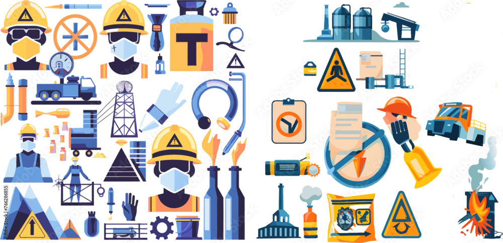 Illustration safety environment, industry protection and security