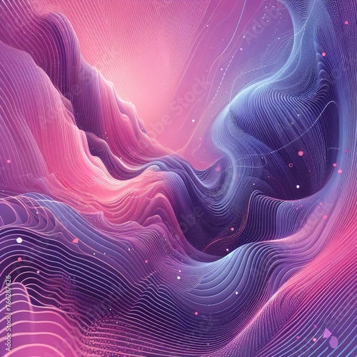 pink lilac purple 3d wallpaper with sound waves. Fluid and flowing forms. Calming rhythms. Concept of meditation, ASMR, relaxation, mindfulness, stillness, sound, healing, background, pattern, energy.