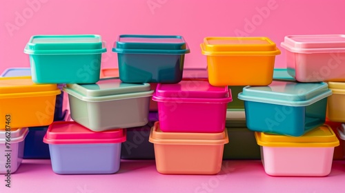 Vibrant Storage: Colorful Containers for Organized Spaces. Generative ai
