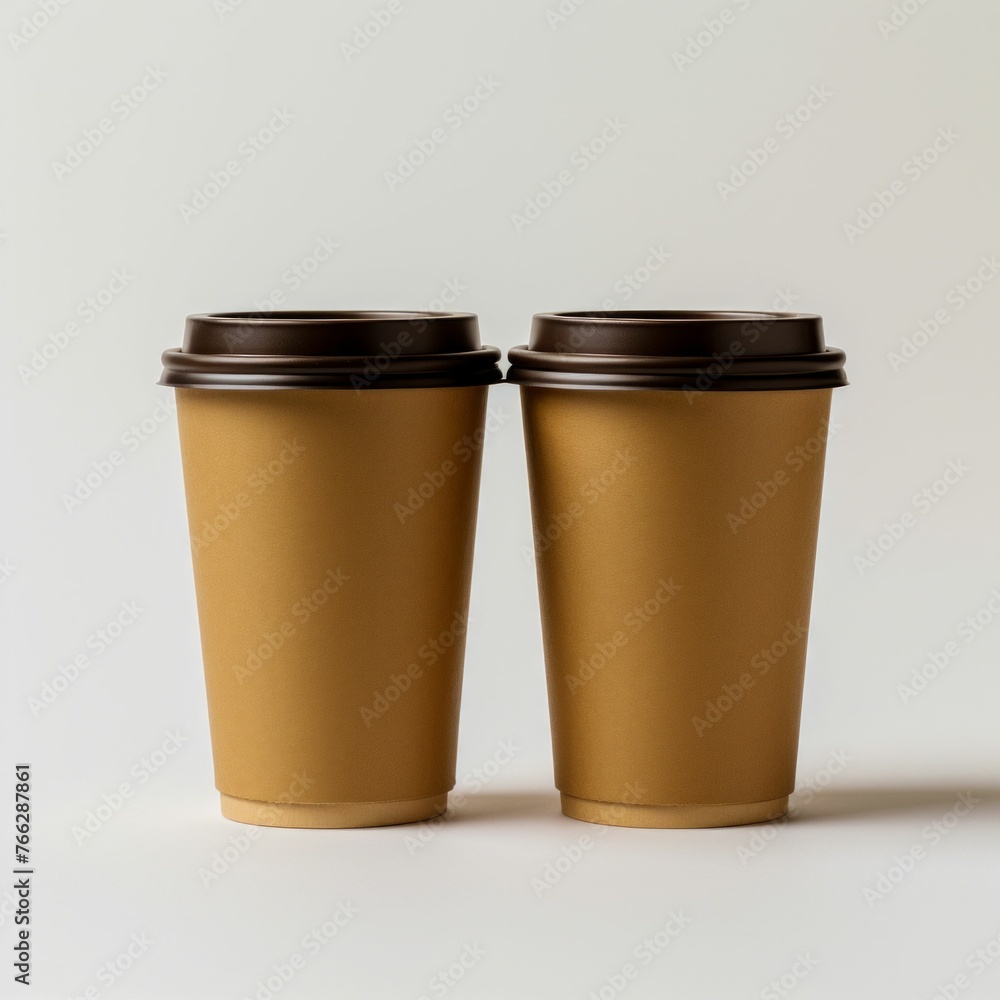 Kraft Paper Coffee Cups for Sustainable Beverage Service. Generative ai Kraft Paper Coffee Cups for Sustainable Beverage Service. Generative ai