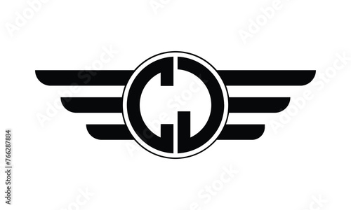 CJ initial letter circle wings icon gaming logo design vector template. batman logo, sports logo, monogram, polygon, war game, symbol, playing logo, abstract, fighting, typography, minimal, wings logo