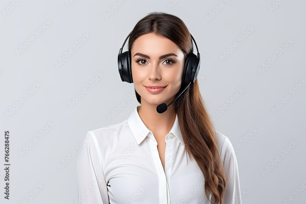 women call center operator with headset on women call center operator with headset on