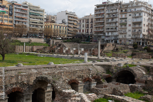 Photography Old stone excavations in city centrum of Thessaloniki, Greece.