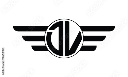 DV initial letter circle wings icon gaming logo design vector template. batman logo, sports logo, monogram, polygon, war game, symbol, playing logo, abstract, fighting, typography, minimal, wings logo
