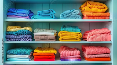 Shelf Filled With Folded Towels