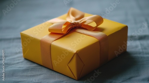 Bright Yellow Gift Box With Bow