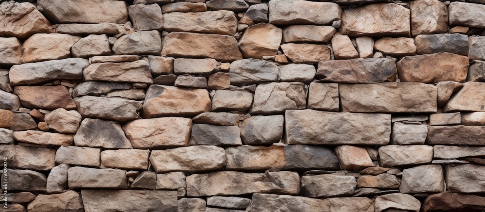 Capture showcases a fire hydrant positioned in front of a detailed close-up shot of a stone wall