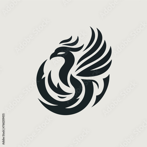 Phoenix vector drawing, black