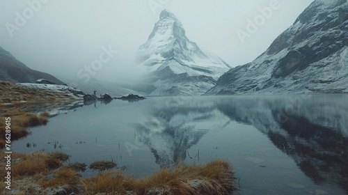 Mountain Reflecting in Still Lake