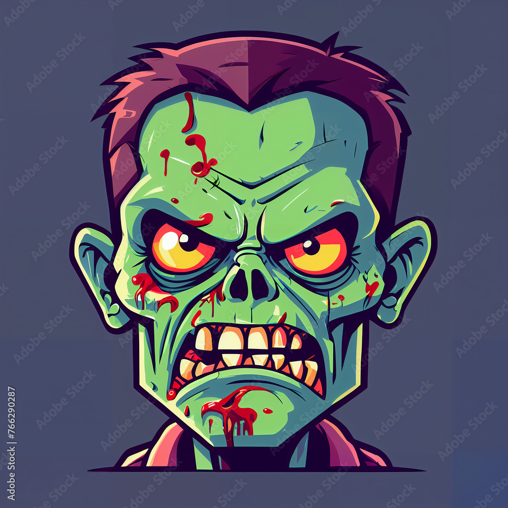 This colorful, cartoonish zombie wears a bowtie and a suit. Its green skin contrasts with its red hair and yellow eyes. The expressive face features drooling and a heart-shaped mouth. This colorful, cartoonish zombie wears a bowtie and a suit. Its green skin contrasts with its red hair and yellow eyes. The expressive face features drooling and a heart-shaped mouth.
