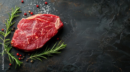 Raw Meat on Black Surface