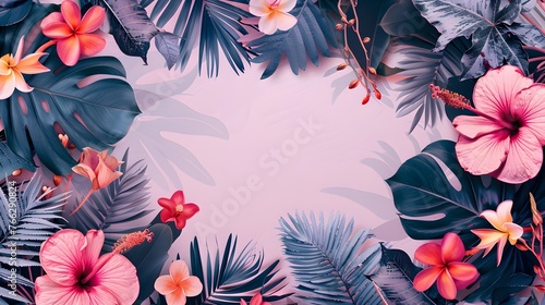 Floral and botanical background  Abstract pattern with spring flowers on a violet background